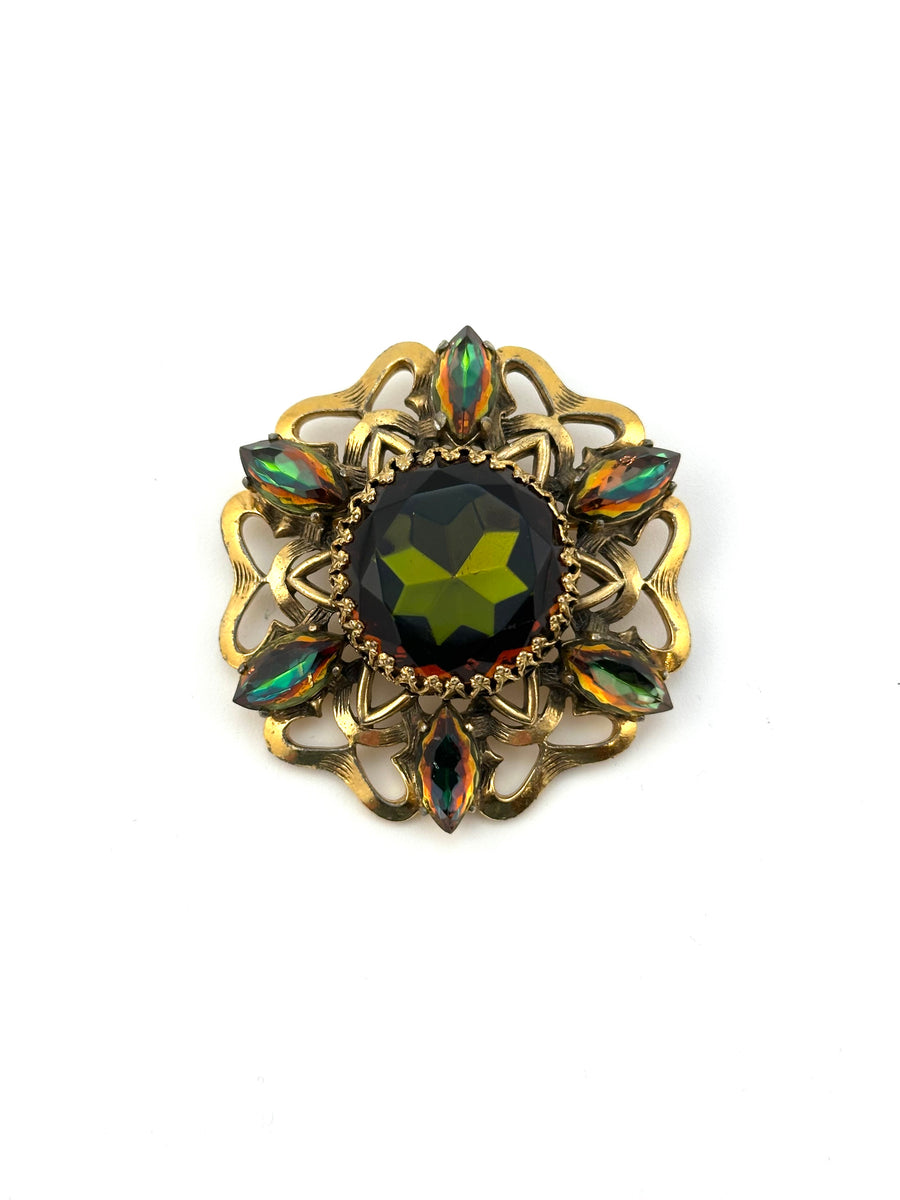 1950s Elsa Schiaparelli Brooch with Large Center Stone