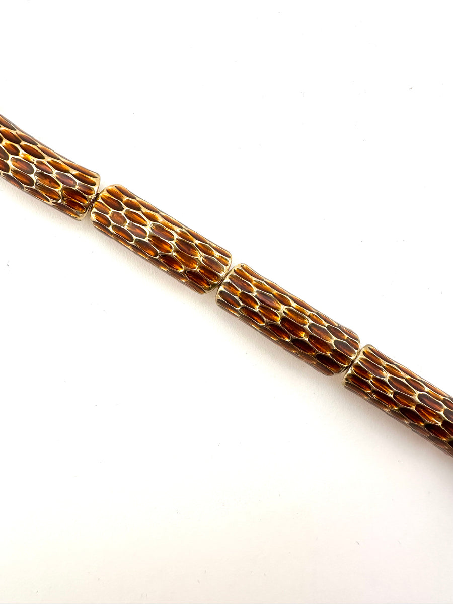 Vintage Ciner Log Link Bracelet with Brown Enamel