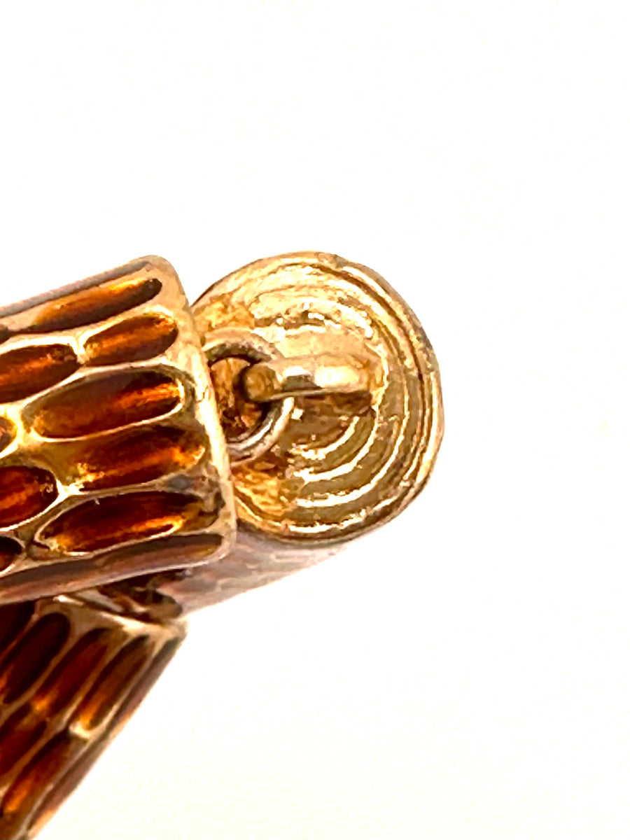 Vintage Ciner Log Link Bracelet with Brown Enamel