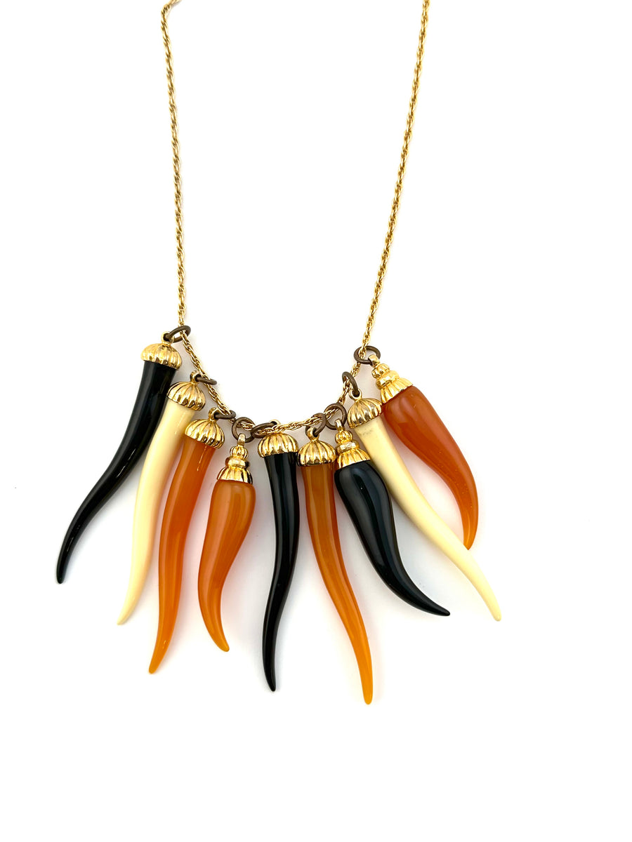 1970s Kenneth Jay Lane Horn Pendant Necklace