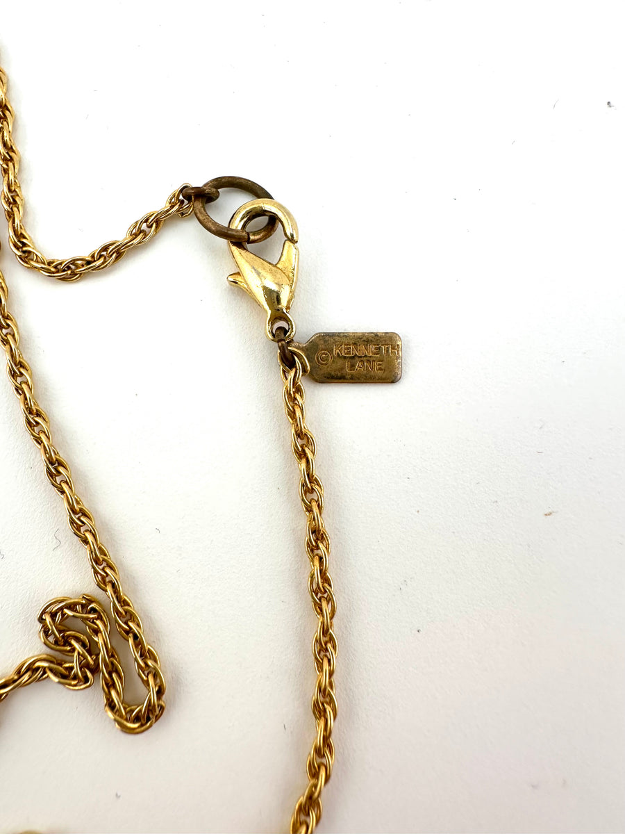 1970s Kenneth Jay Lane Horn Pendant Necklace