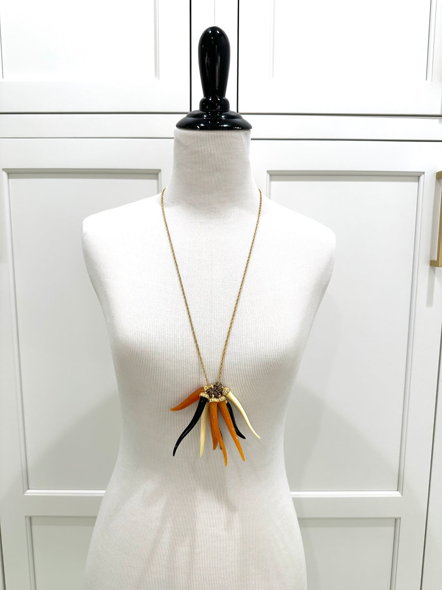 1970s Kenneth Jay Lane Horn Pendant Necklace