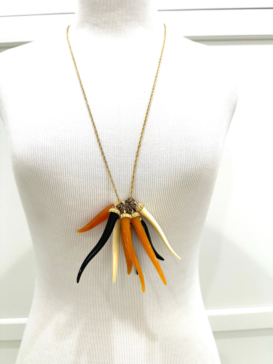 1970s Kenneth Jay Lane Horn Pendant Necklace