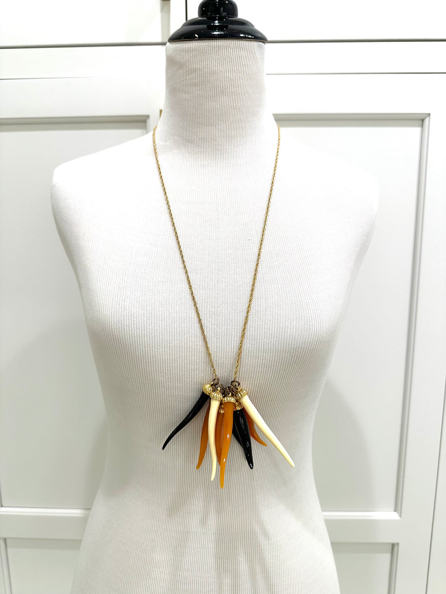1970s Kenneth Jay Lane Horn Pendant Necklace