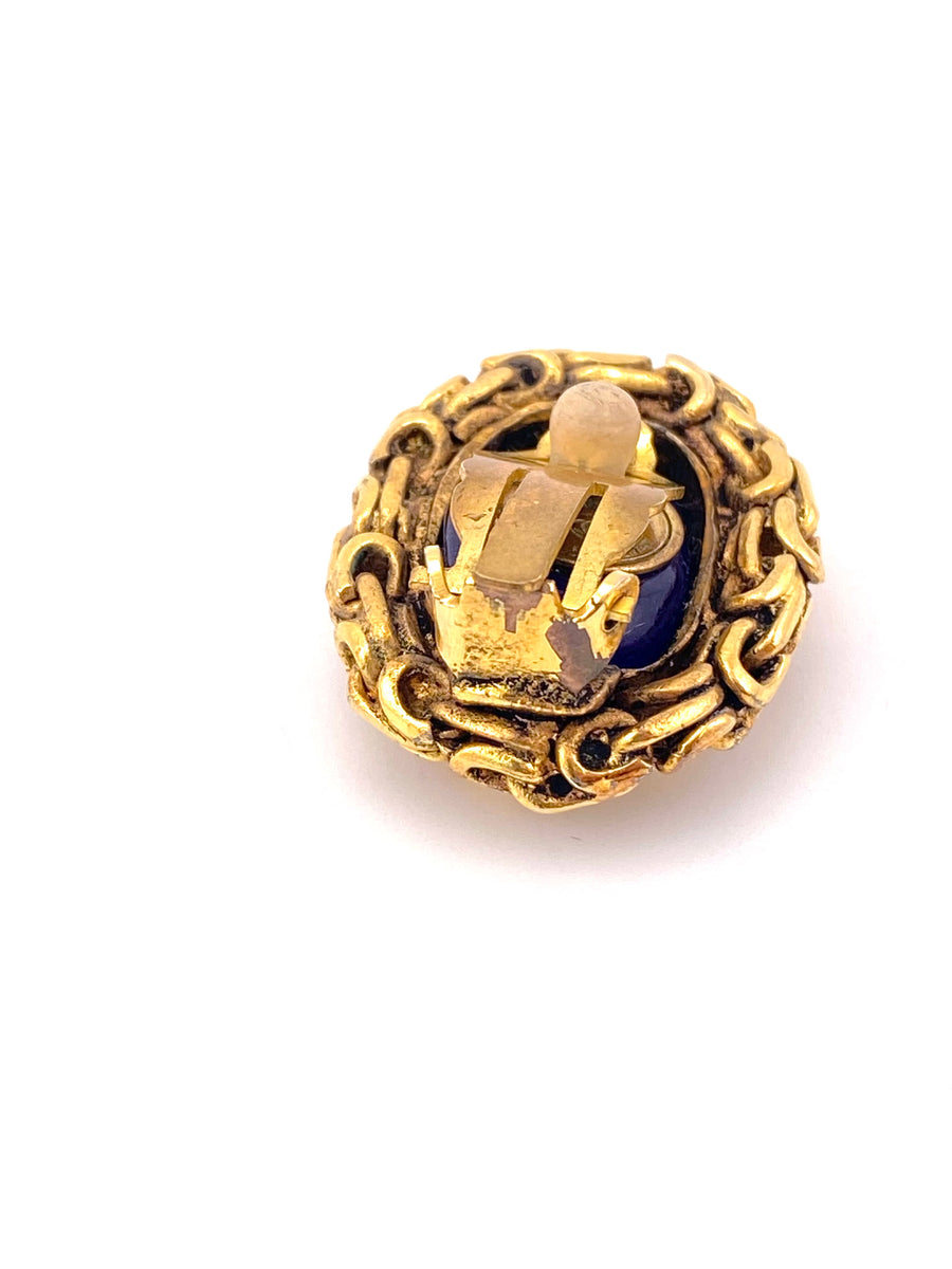 1970s Chanel Poured Blue Glass Earrings