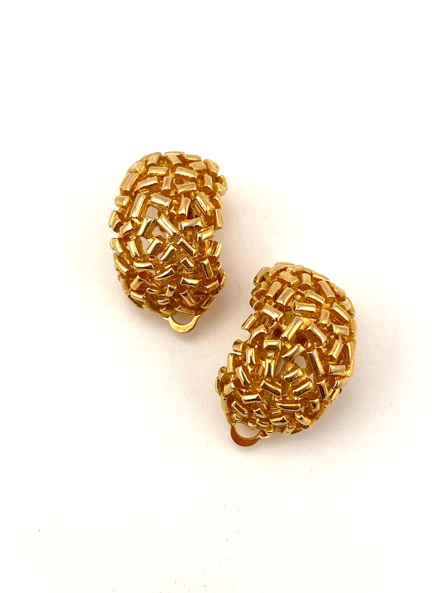 Vintage Goldtone Cluster Clip Earrings