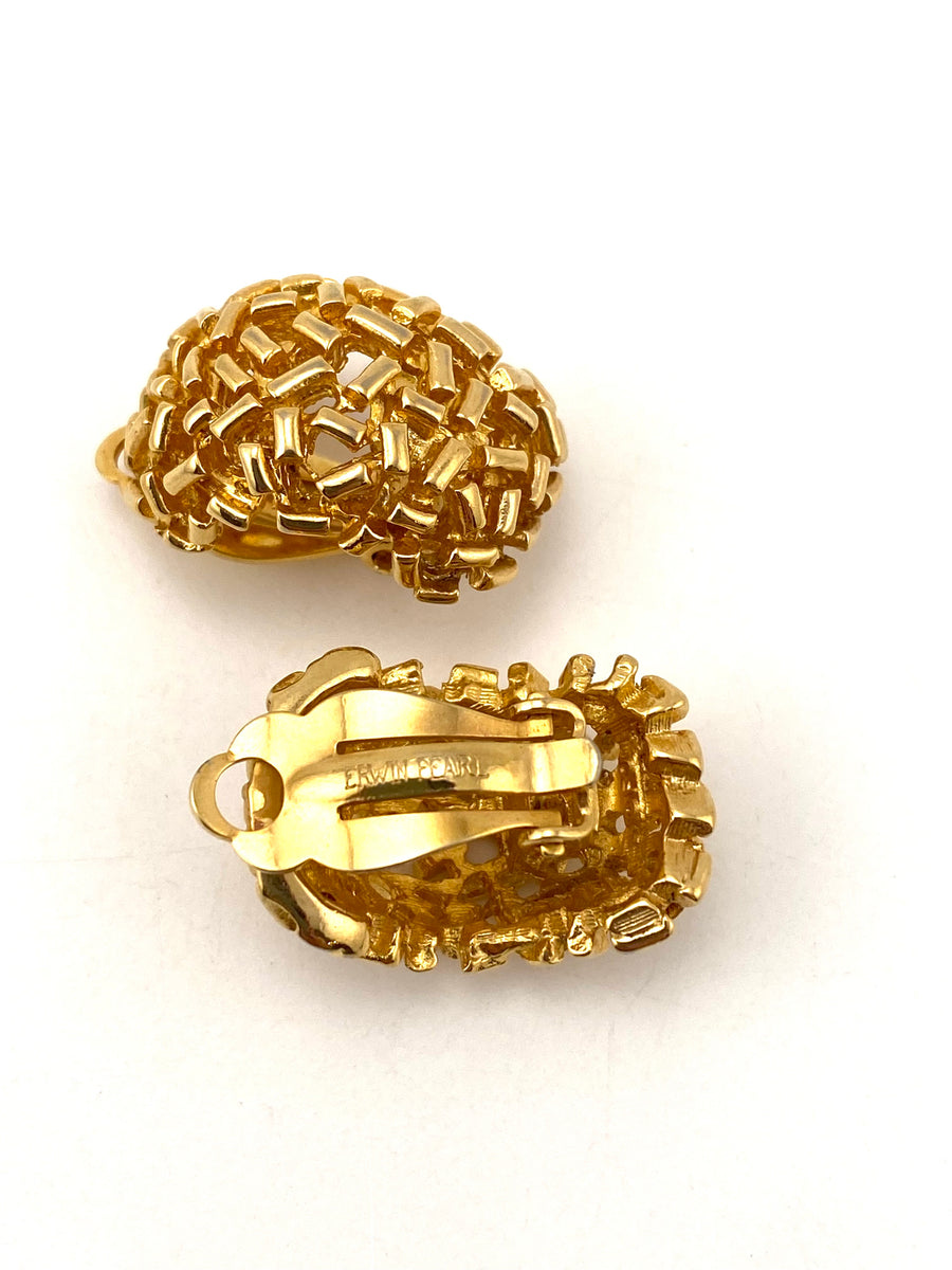 Vintage Goldtone Cluster Clip Earrings