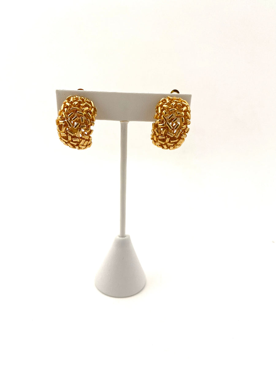 Vintage Goldtone Cluster Clip Earrings