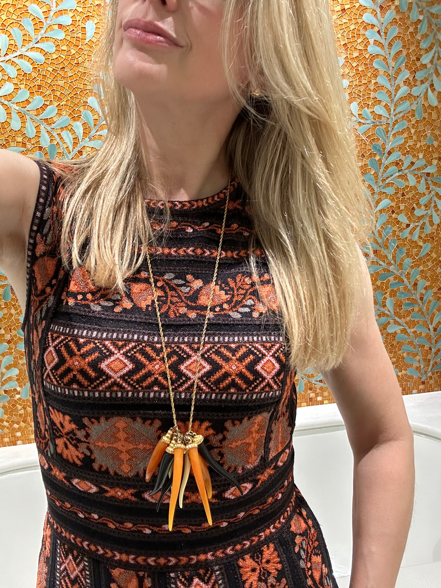 1970s Kenneth Jay Lane Horn Pendant Necklace