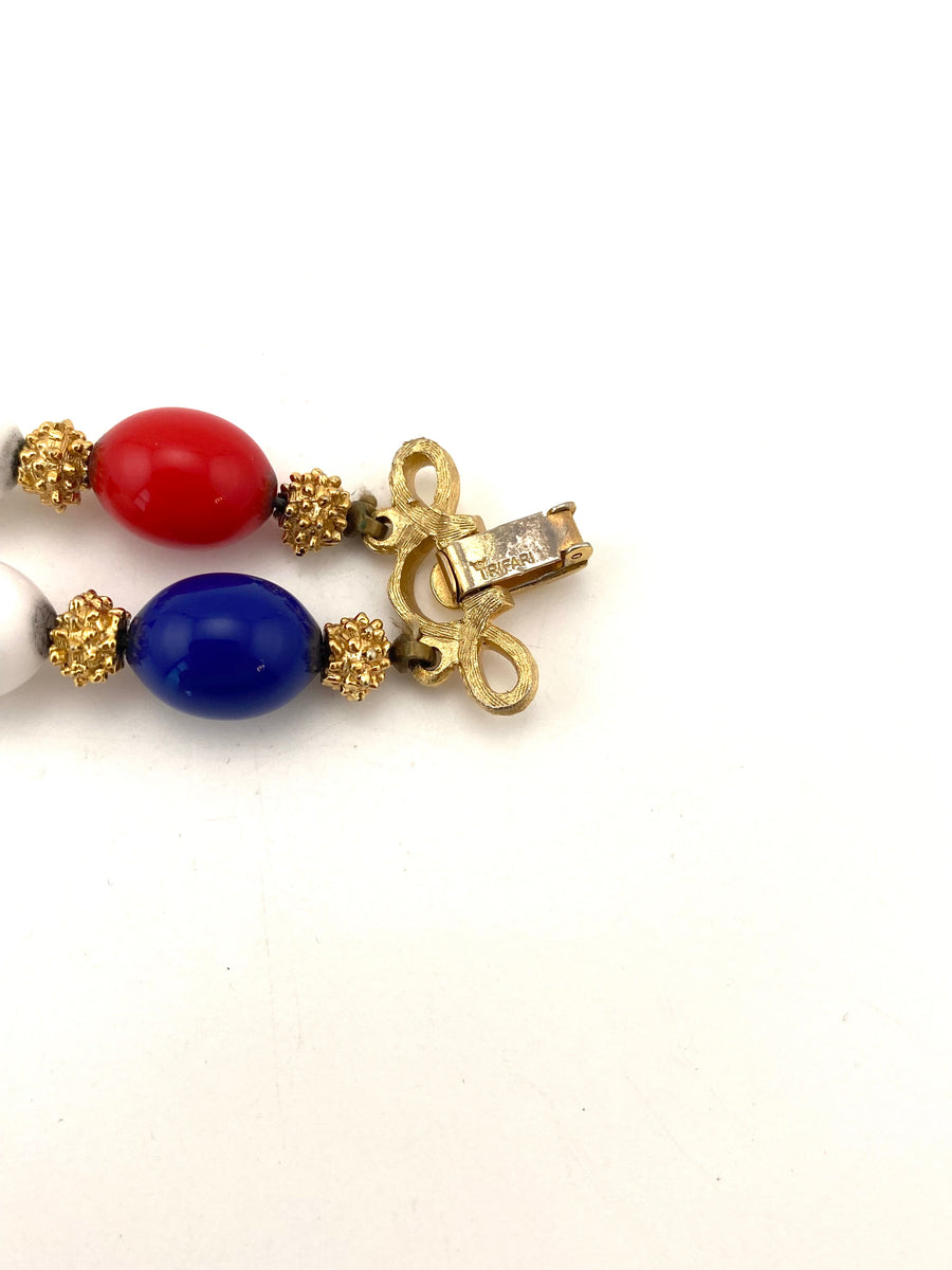 1970s Trifari Red White Blue Beaded Bracelet