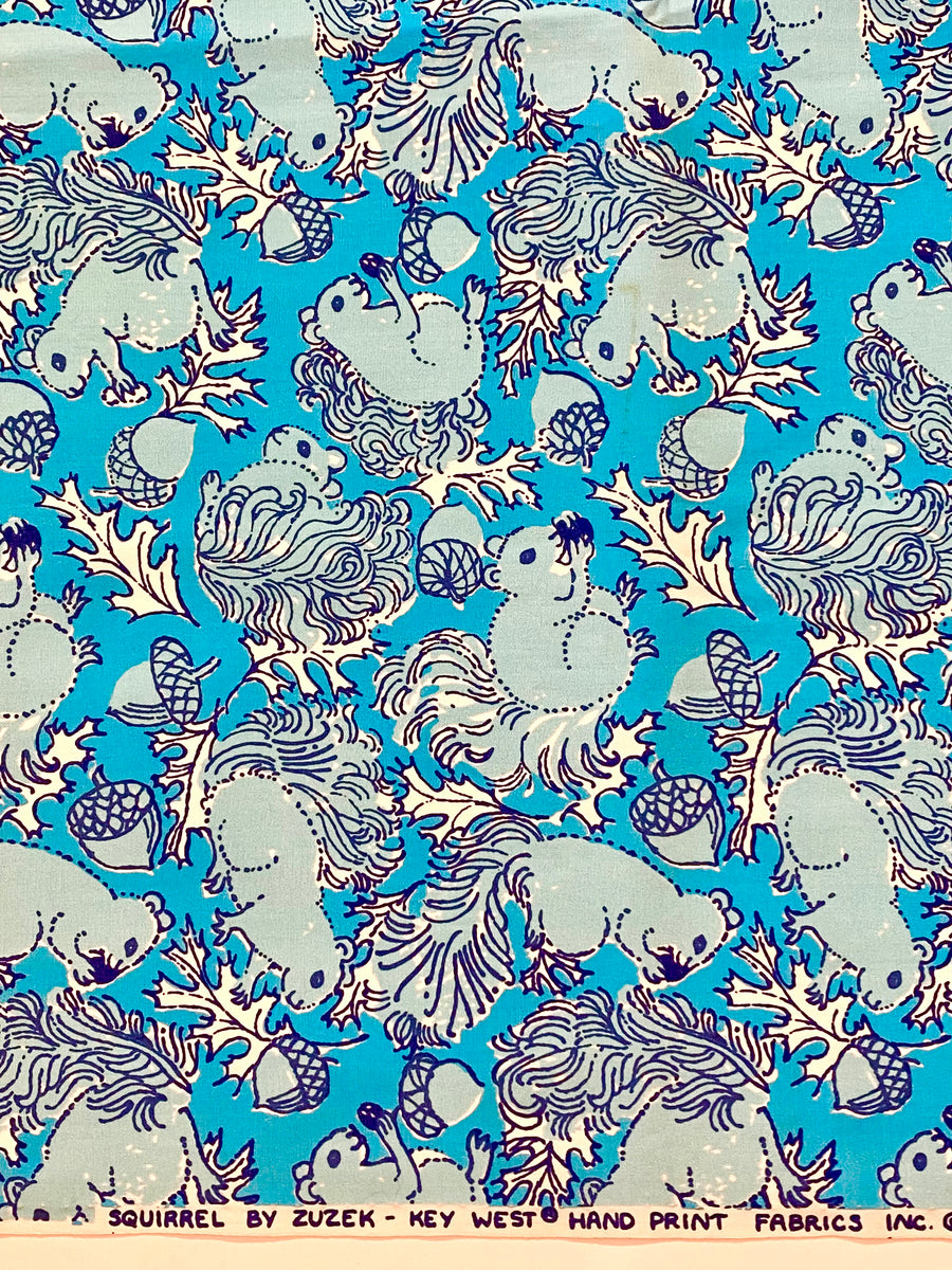 Vintage 1970s Squirrel Print Fabric Lilly Pulitzer Suzie Zuzek