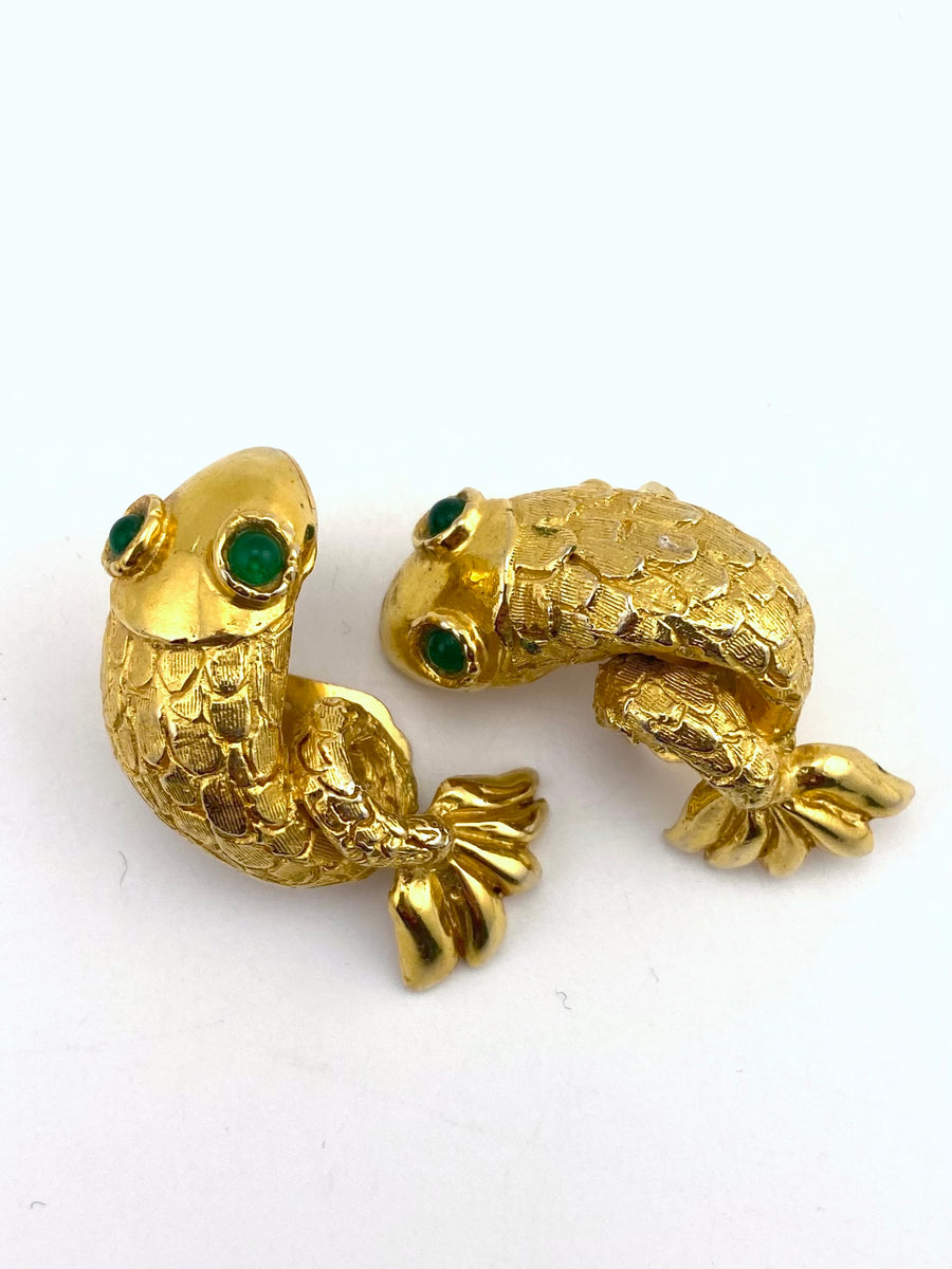 1960s Kenneth Jay Lane Stylized Fish Earrings