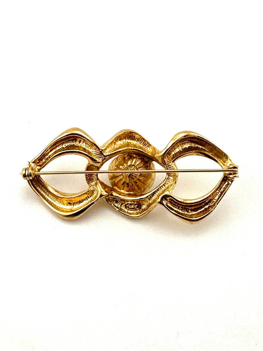 1980s Yves Saint Laurent Gold and Crystal Brooch