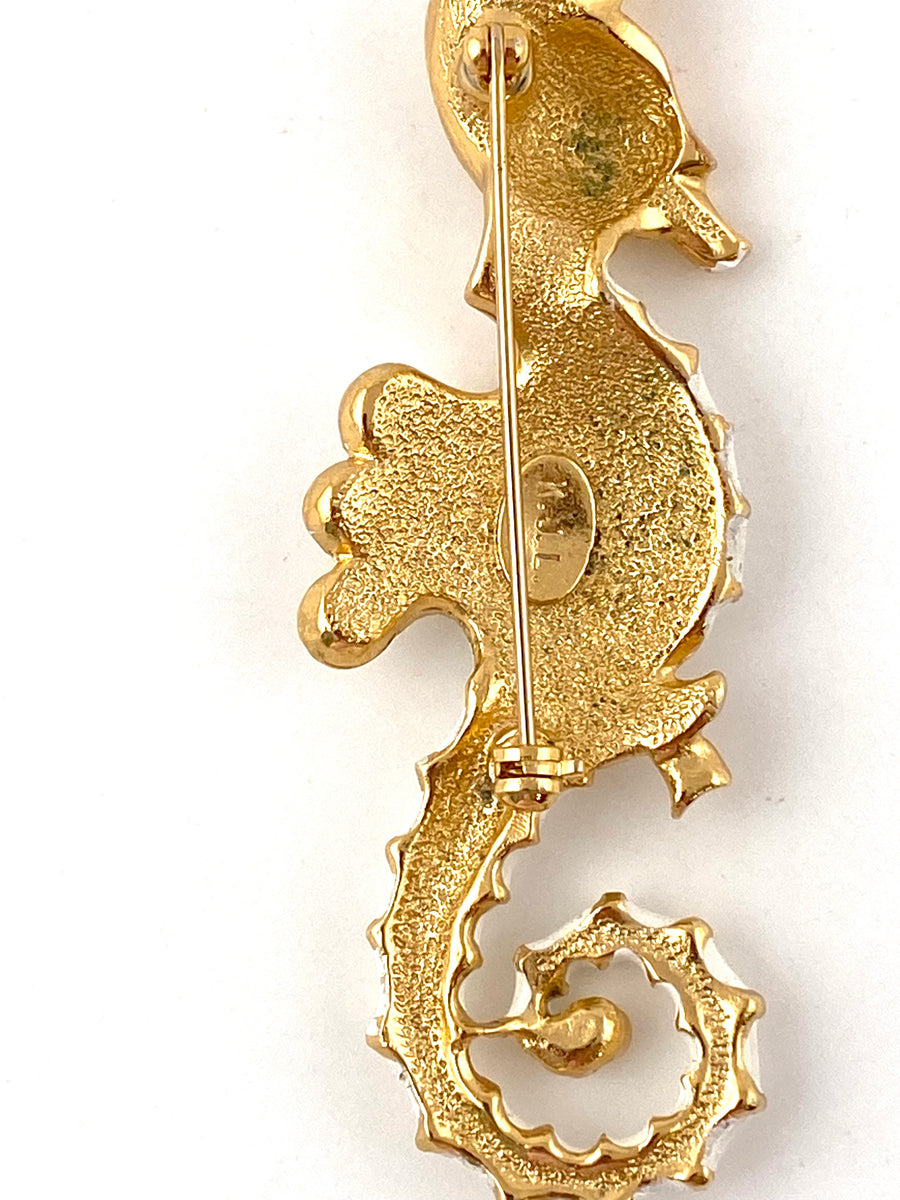 1960s White Kenneth Jay Lane Seahorse Brooch