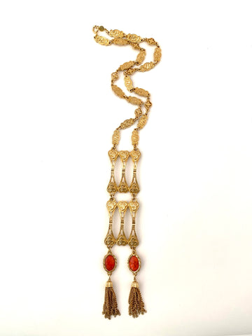 1960s Accessocraft Pendant Necklace with Coral Beads