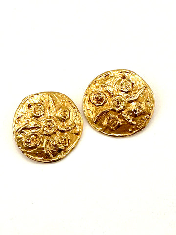 Vintage 1980s Yves Saint Laurent Large Goldtone Earrings