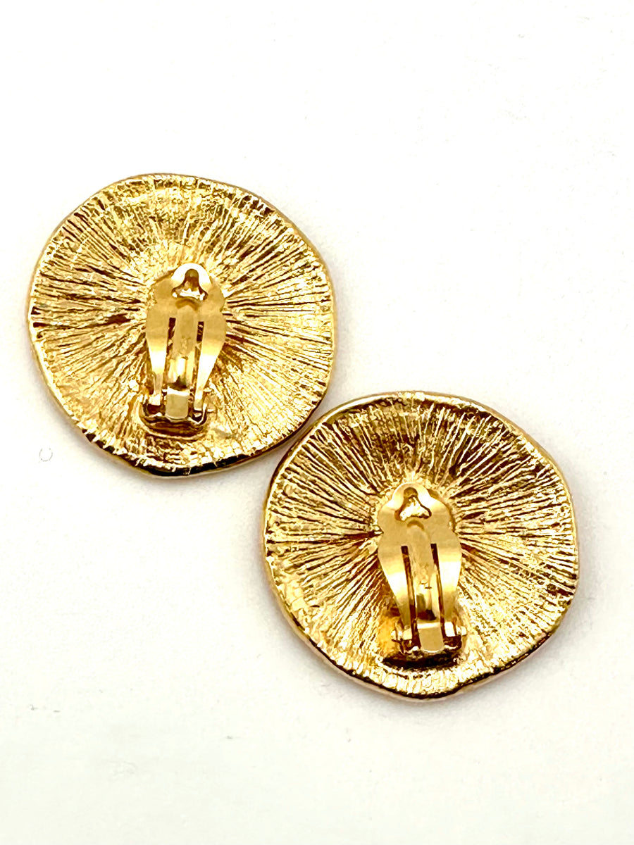 Vintage 1980s Yves Saint Laurent Large Goldtone Earrings