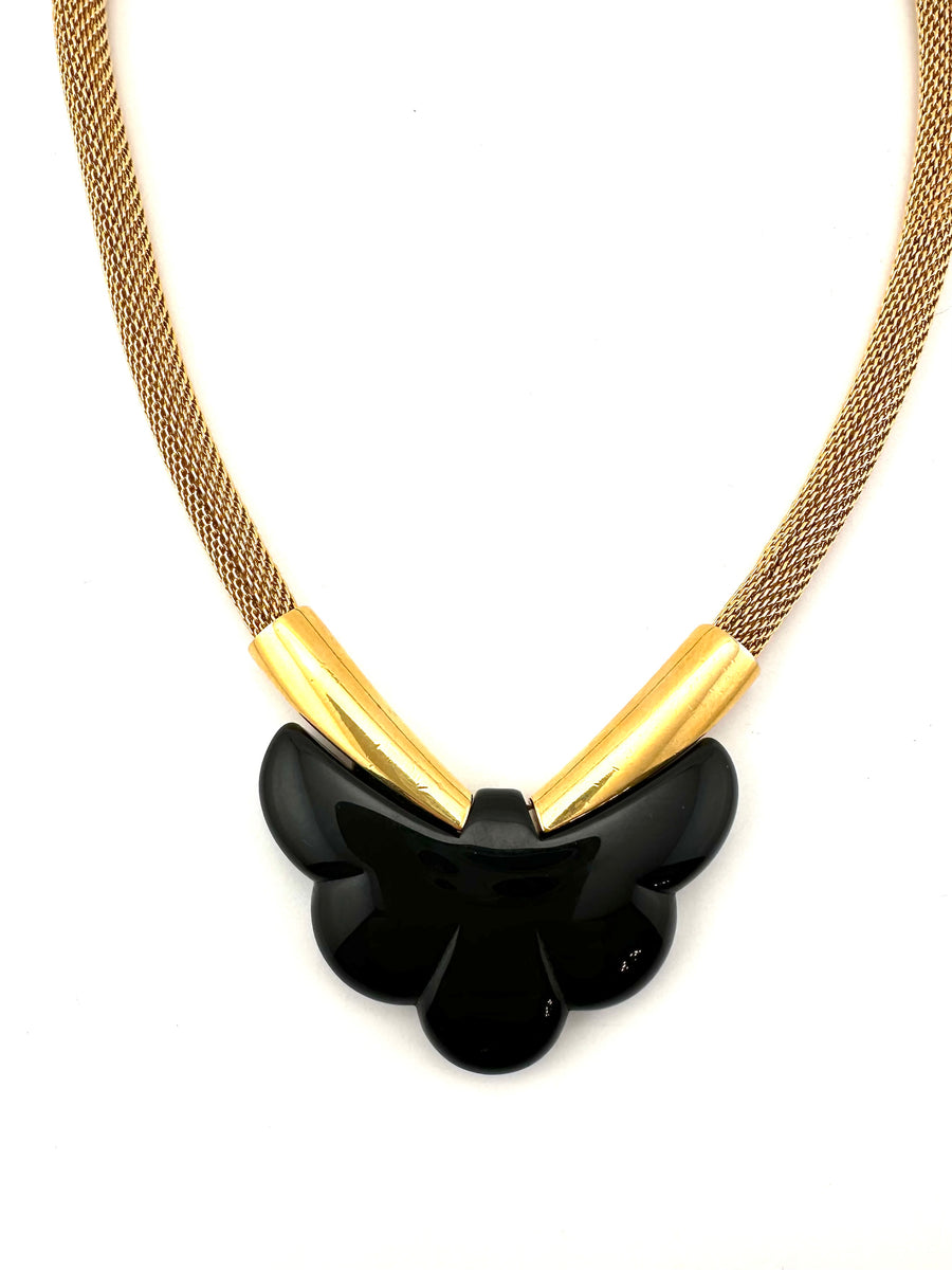 1970s Givenchy Black Abstract Butterfly Necklace