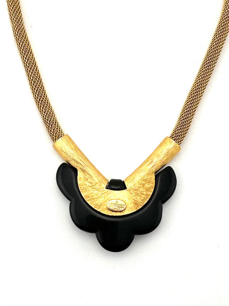 1970s Givenchy Black Abstract Butterfly Necklace