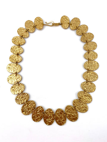 Vintage Brutalist Textured Goldtone Necklace