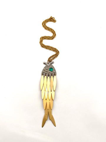 1970s Articulated Fish Pendant Necklace