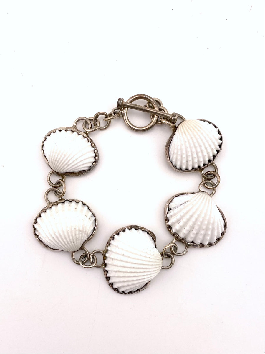 Vintage Sterling Silver and Shell Bracelet