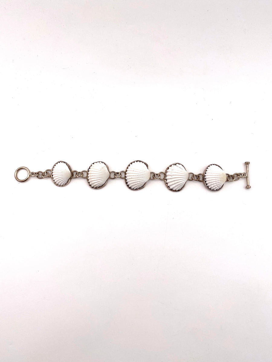 Vintage Sterling Silver and Shell Bracelet