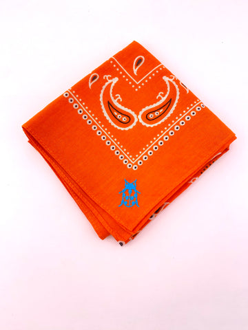 Orange Cotton Bandana with Blue Ladybug Monogram