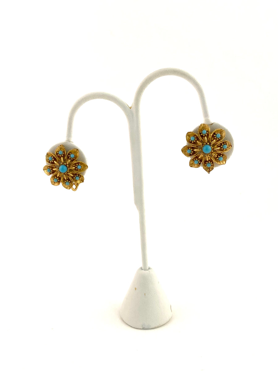 1950s Gold and Turquoise Earrings