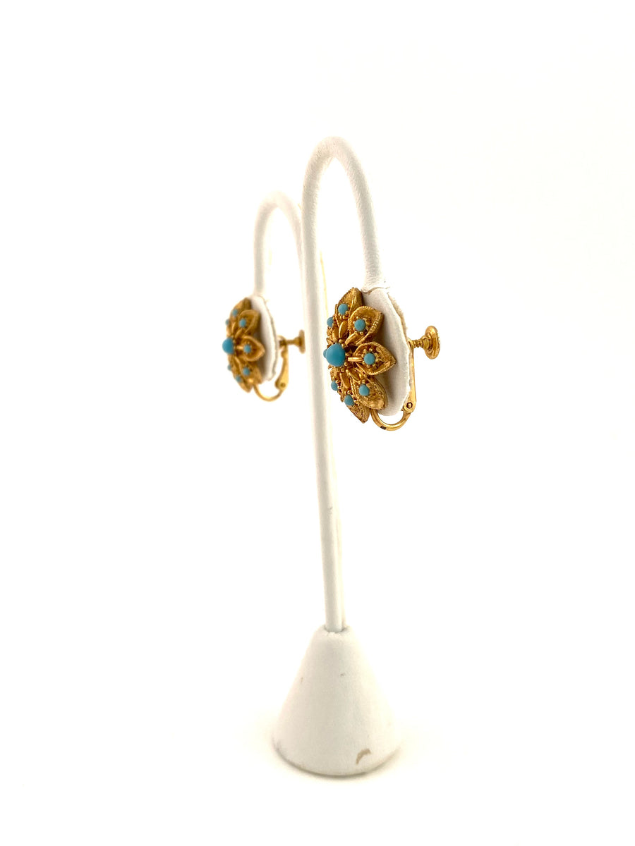 1950s Gold and Turquoise Earrings