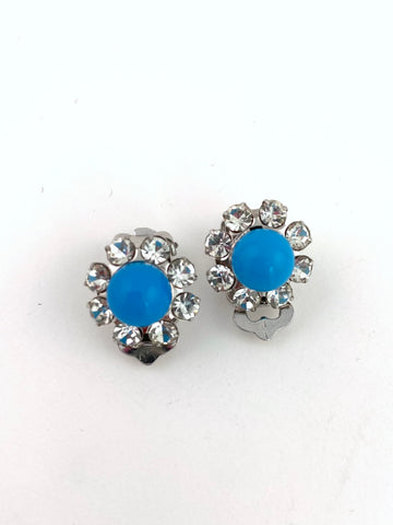 1967 Christian Dior Turquoise and Rhinestone Earrings