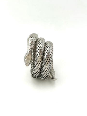 1960s Whiting & Davis Silver Coiled Snake Bracelet