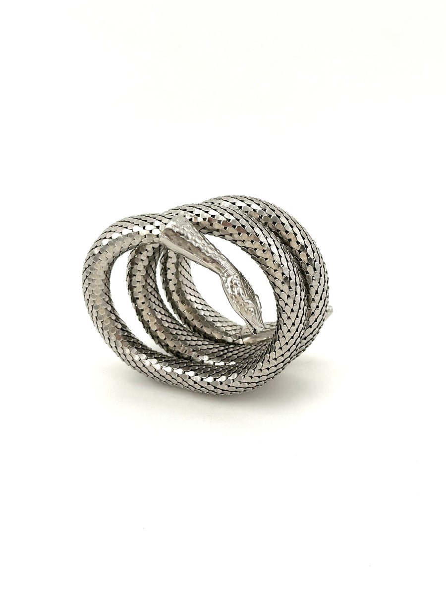 1960s Whiting & Davis Silver Coiled Snake Bracelet