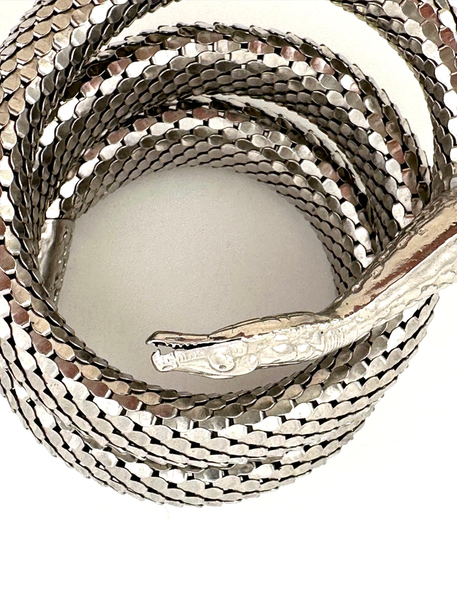 1960s Whiting & Davis Silver Coiled Snake Bracelet