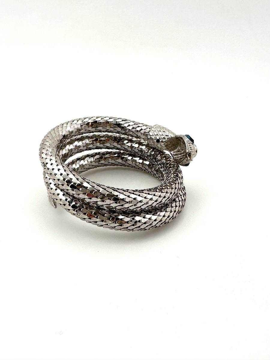 1960s Silver Oromesh Double Coiled Snake Bracelet