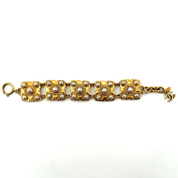 Vintage 1980s Chanel Gold and Pearl Bracelet