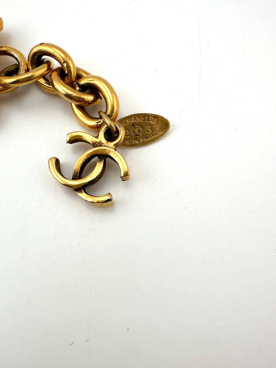 Vintage 1980s Chanel Gold and Pearl Bracelet