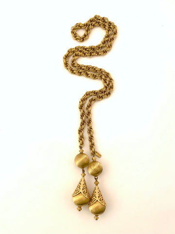 1960s Gold Monet Lariat Chunky Rope Chain Necklace