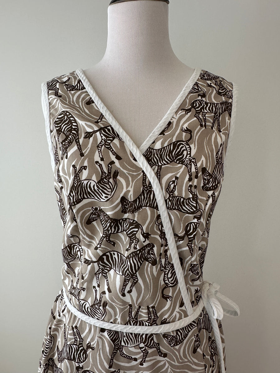 1970s Lilly Pulitzer Brown Zebra Print Wrap Dress