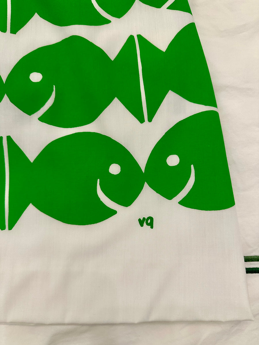 1970s Vested Gentress Green School of Fishes Skirt Skort