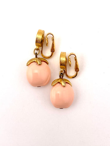 1960s Trifari Pink Lucite Drop Clip Earrings