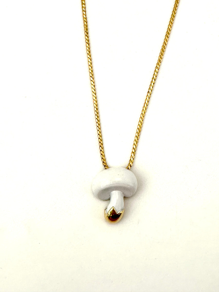 1960s Trifari Enamel Mushroom Pendant Necklace