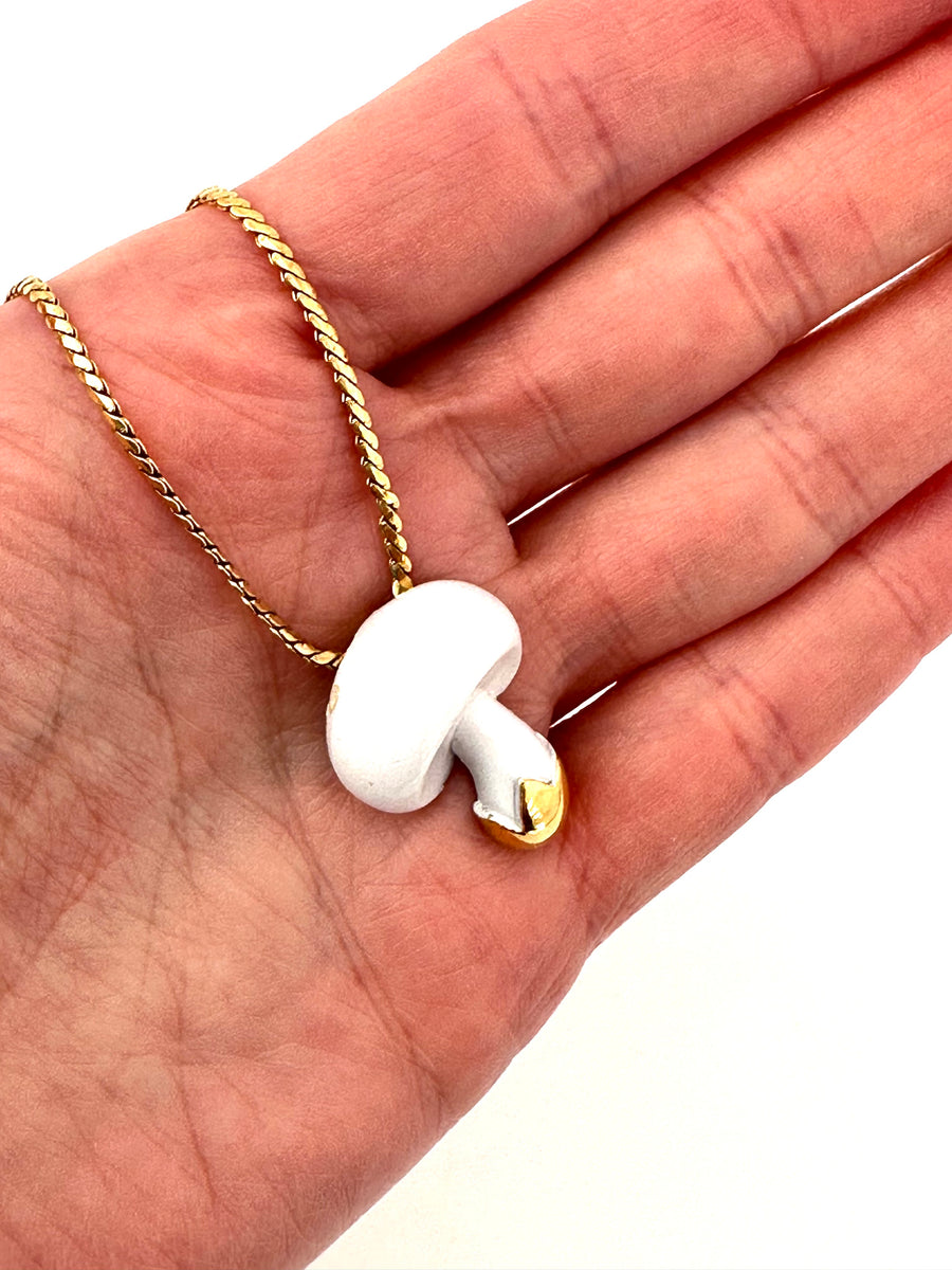 1960s Trifari Enamel Mushroom Pendant Necklace