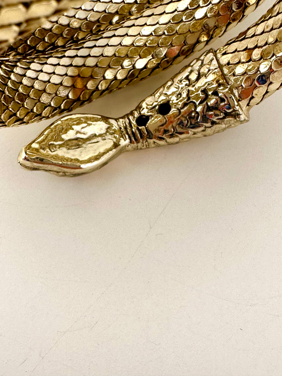 1960s Whiting & Davis Coiled Gold Snake Bracelet