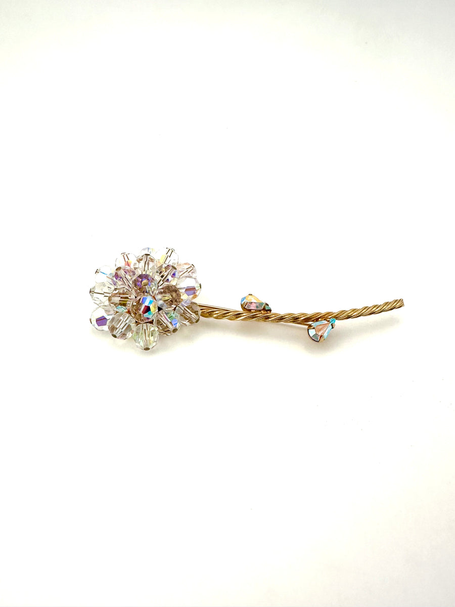 1950s Large Crystal Flower Brooch Caviness