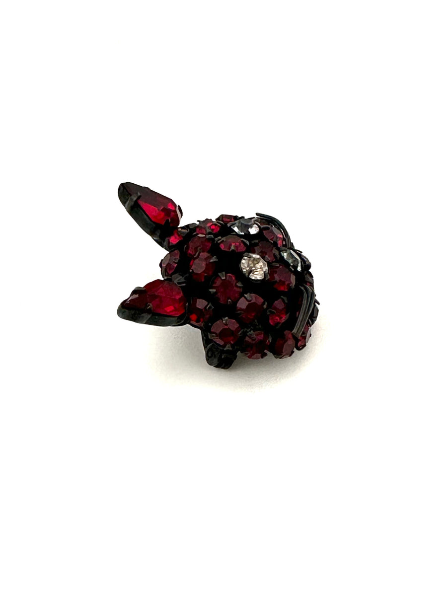 1950s Red and Black Cat Rhinestone Brooch