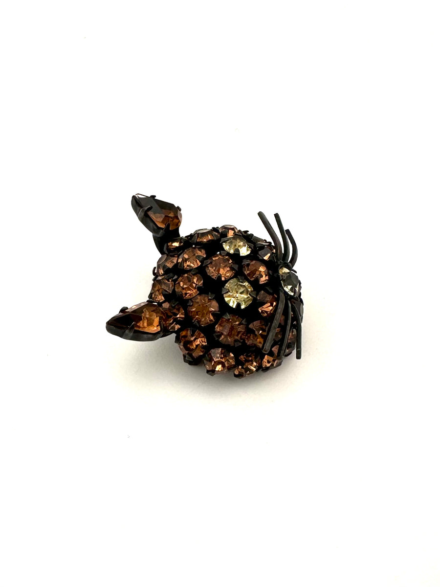 1950s Brown and Black Cat Rhinestone Brooch