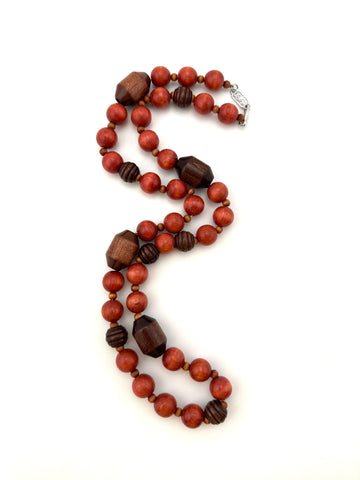 1970s Yves Saint Laurent Wood Beaded Necklace