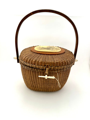 Vintage 1996 Nantucket Style Lightship Basket Purse Farnum