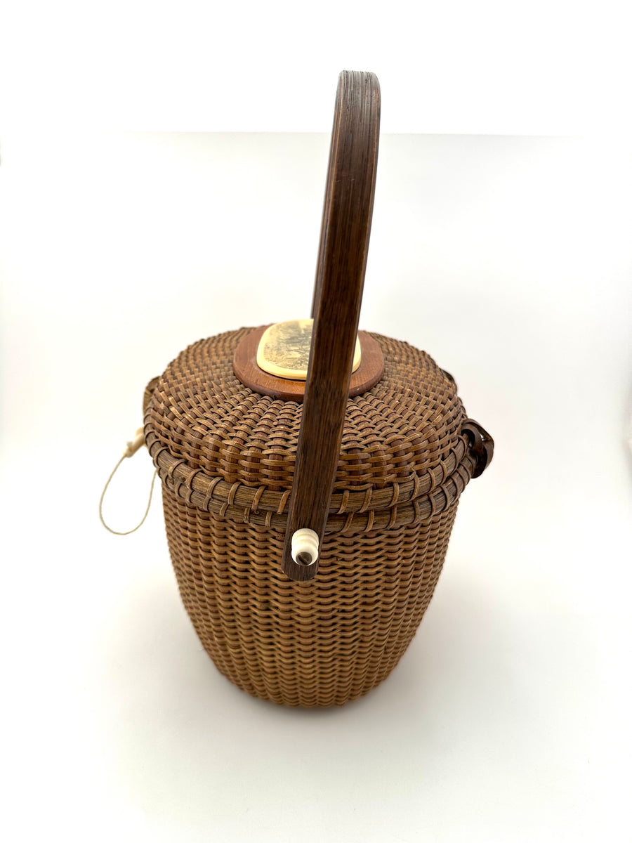 Vintage 1996 Nantucket Style Lightship Basket Purse Farnum